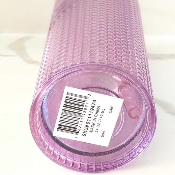 NWT Starbucks Iridescent Pink Grid Venti 24oz. Tumbler - Picture 3 of 3